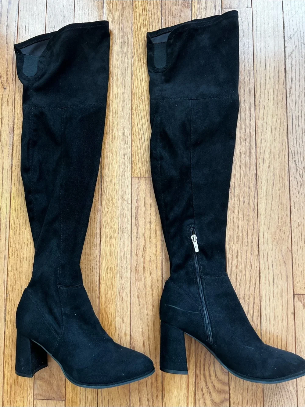 Marc Fisher Darton Over The Knee Black Suede Block Heel Boots Size 6.5M OTK